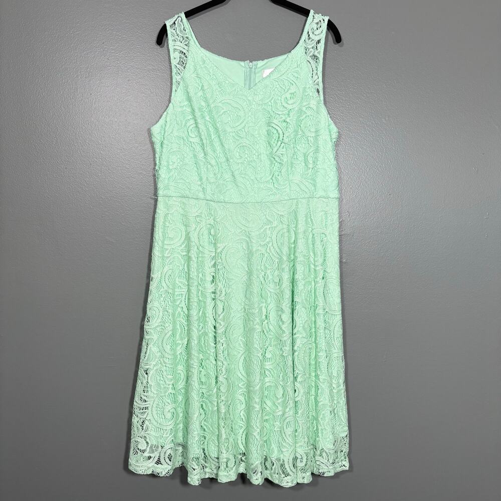 Dressystar Mint Green Lace Dress Coquette Romantic - 2XL - Women's Plus Size